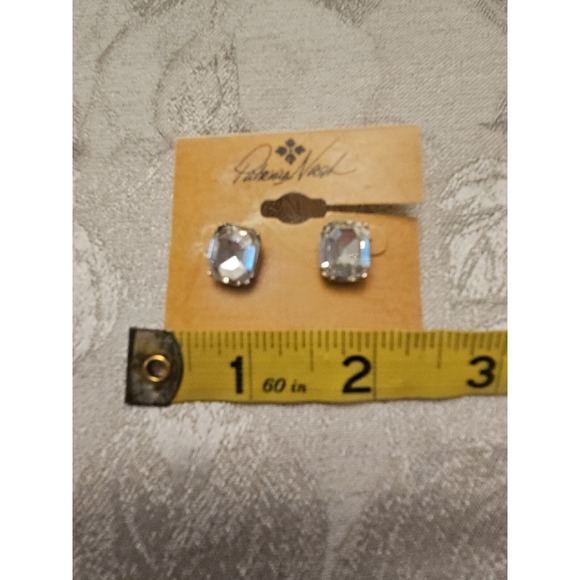 Patricia Nash Earrings Large Chunky Clear Crystal Faceted Stud Signed Designer - Picture 4 of 7
